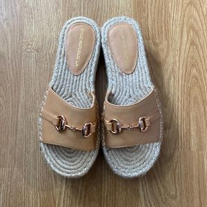 Tan Wicker Sandals with Buckle